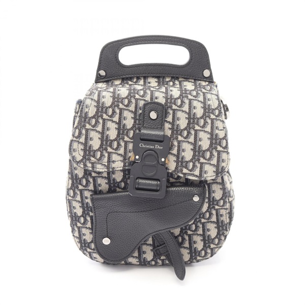 Christian Dior Gallop Oblique Rucksack Backpack canvas leather Beige Black Used