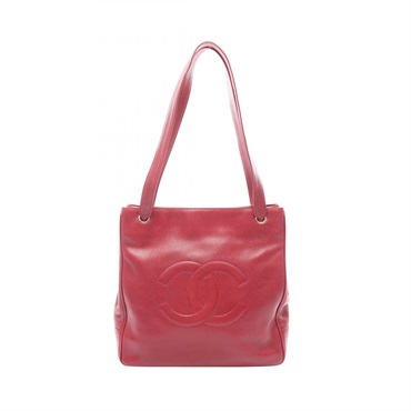 CHANEL COCO Mark Tote Shoulder Bag Grained Calfskin leather Red GHW Used Women