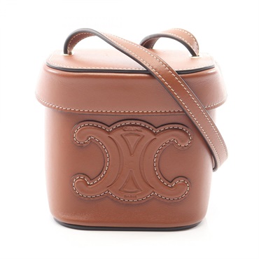 CELINE Cuir Triomphe Small Box Shoulder Bag 199263DU3 leather Brown Used Women