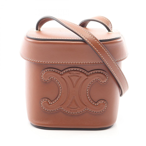 CELINE Cuir Triomphe Small Box Shoulder Bag 199263DU3 leather Brown Used Women