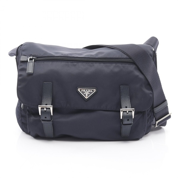 PRADA TESSUTO Shoulder crossbody Bag BT6671 Nylon Saffiano leather Navy Used