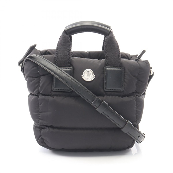 MONCLER MICRO CARADOC Shoulder Tote Handbag Nylon leather Black Used Women
