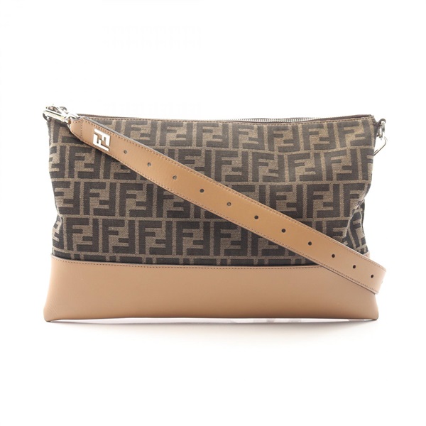 FENDI Zucca Shoulder Crossbody Bag 7N0144 canvas leather Brown Beige Used Women