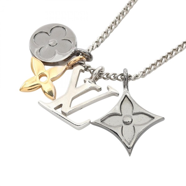 LOUIS VUITTON Pendant LV Instinct Necklace Stainless Steel SHW GHW Used women