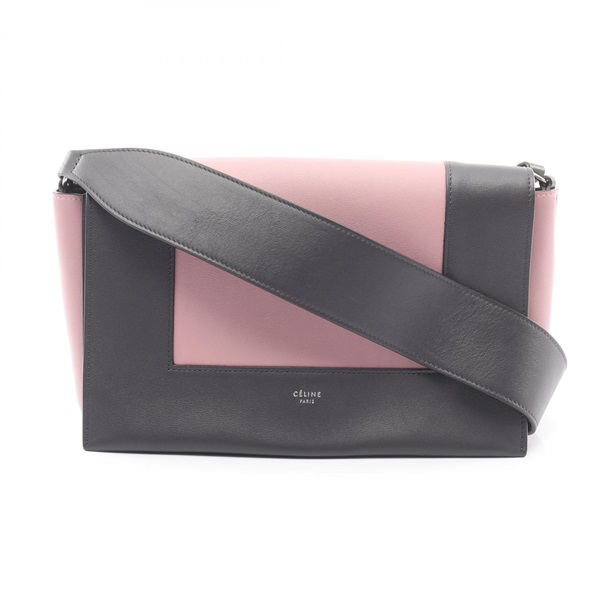 CELINE Frame medium Shoulder Bag leather Pink Gray Used Women