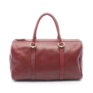 CARTIER Must Line Duffle Hand bag leather Bordeaux Used Women