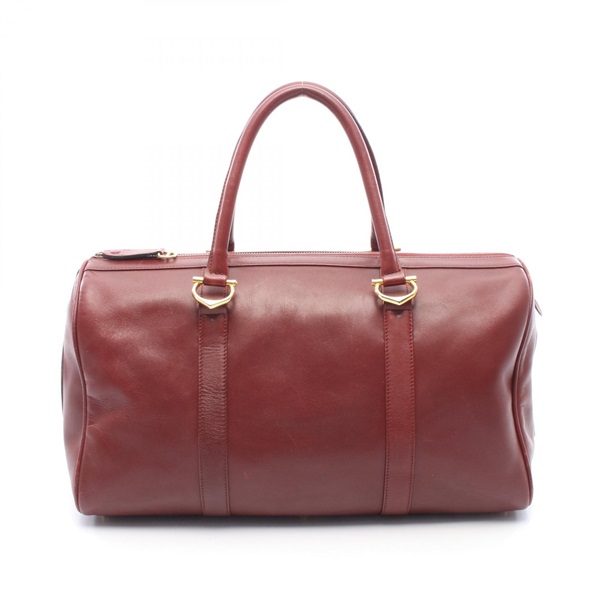 CARTIER Must Line Duffle Hand bag leather Bordeaux Used Women