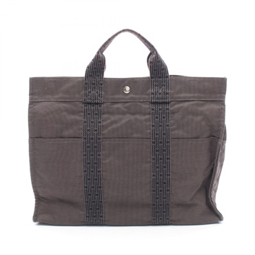 HERMES Herline MM Hand Tote Bag canvas Gray Used unisex