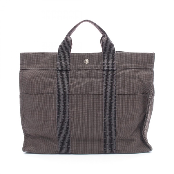 HERMES Herline MM Hand Tote Bag canvas Gray Used unisex
