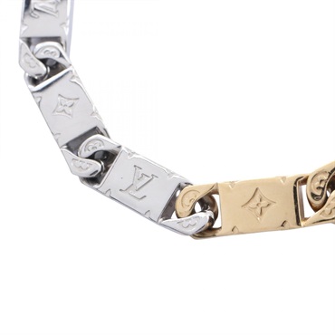 LOUIS VUITTON Monogram Tied Up Necklace Gold Plated Stainless Steel Used mens LV