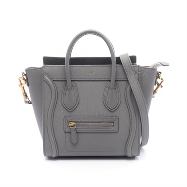 CELINE Luggage Nano Shopper crossbody Handbag 189243 leather Gray Used Women