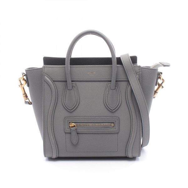 CELINE Luggage Nano Shopper crossbody Handbag 189243 leather Gray Used Women