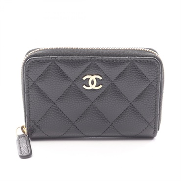 CHANEL Classic zip Coin Purse Wallet AP0216 Grained Calf leather Black GHW Used