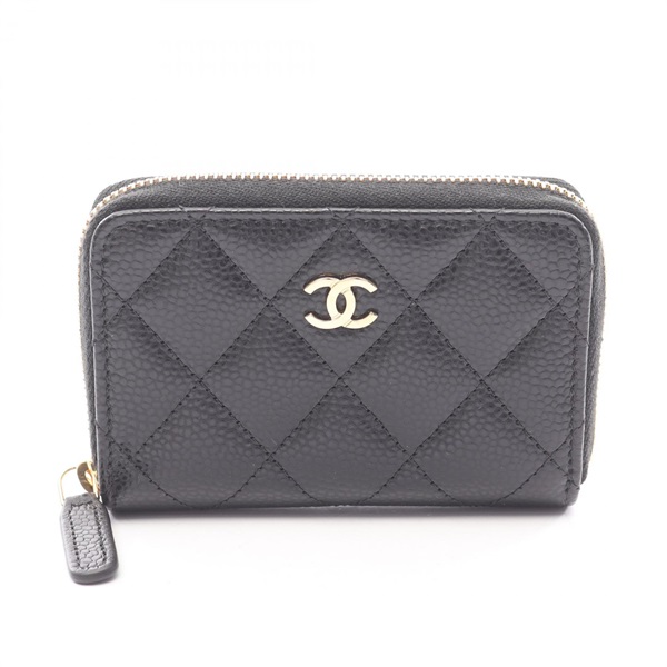 CHANEL Classic zip Coin Purse Wallet AP0216 Grained Calf leather Black GHW Used