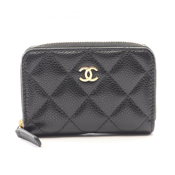 CHANEL Classic zip Coin Purse Wallet AP0216 Grained Calf leather Black GHW Used