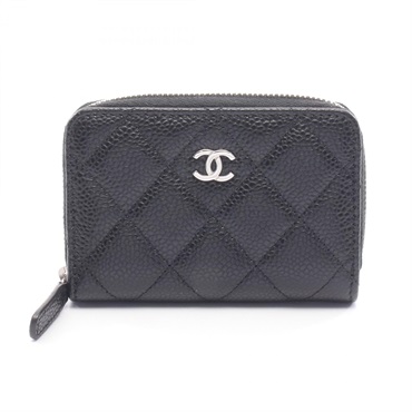CHANEL Classic Zip Coin Purse Matelasse AP0216 Grained calf leather Black Used