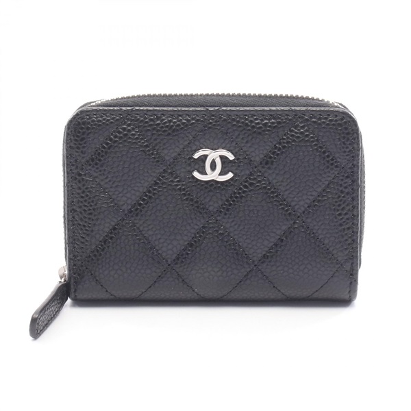 CHANEL Classic Zip Coin Purse Matelasse AP0216 Grained calf leather Black Used