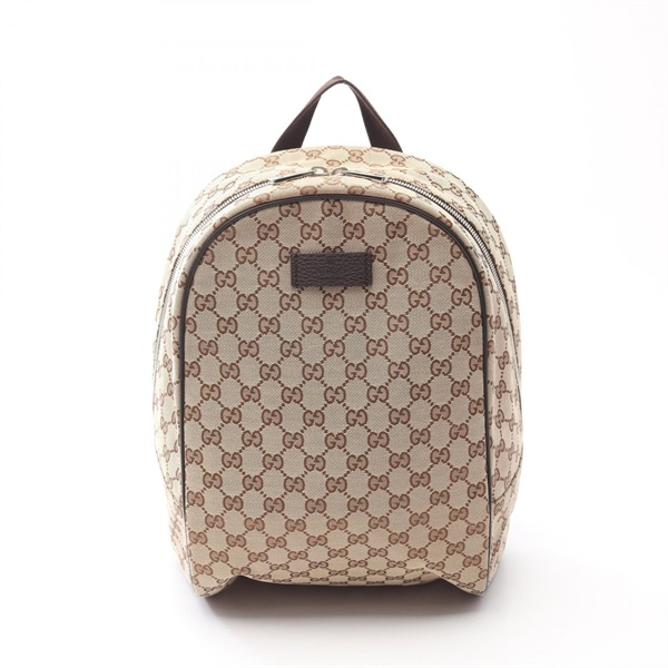 GUCCI GG canvas Backpack 449906 canvas leather Beige Brown Used Women