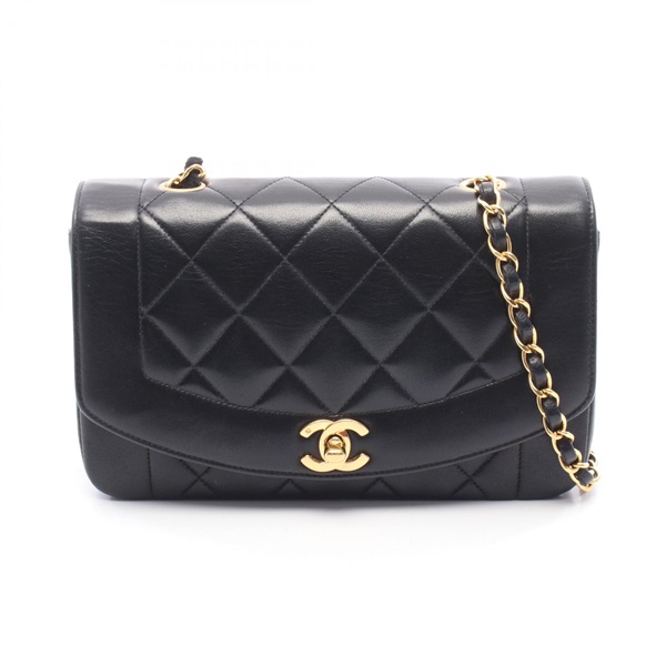 CHANEL Matelasse Diana Flap chain crossbody Shoulder Bag Lambskin Black Used GHW