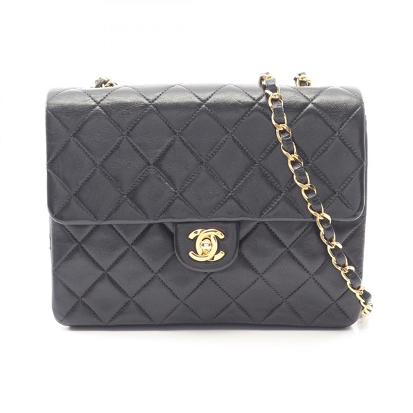 CHANEL Mini Matelasse 20 chain crossbody Shoulder Bag Lambskin Black Used GHW