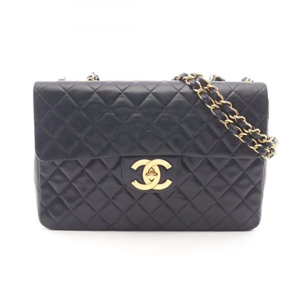 CHANEL Jumbo Matelasse34 Chain Shoulder Bag Lambskin Black GHW Used Women