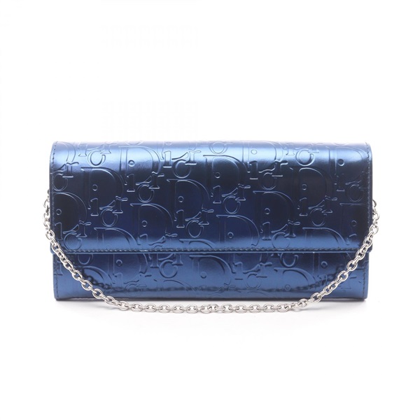 Christian Dior Trotter Chain Evening Shoulder Handbag leather Blue Used Women
