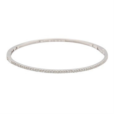 JEWELRY LINE Diamond Bangle Bracelet 18KWG White Gold Clear Used Women