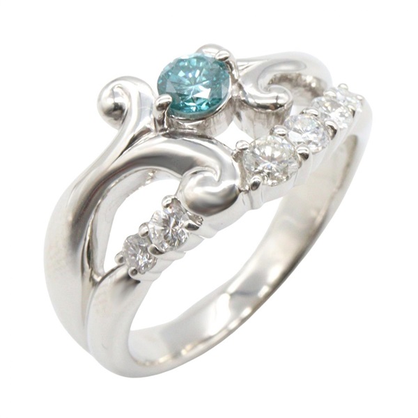 JEWELRY Diamond Ring Pt900 Platinum Blue Used women US size 6