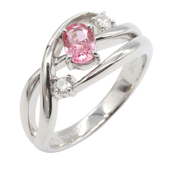 JEWELRY Pink Sapphire Diamond Ring Pt900 Platinum Used women US size 7.25