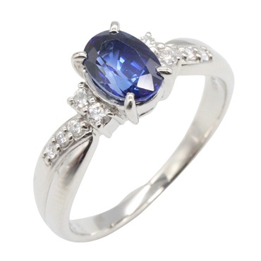 JEWELRY Sapphire diamond Ring Pt900 Platinum Blue Used Women US Size 7.25