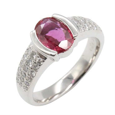 JEWELRY Ruby Diamond Ring Pt900 Platinum Red Used Women US Size 5.25