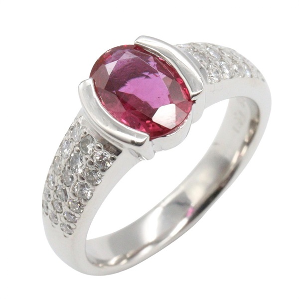 JEWELRY Ruby Diamond Ring Pt900 Platinum Red Used Women US Size 5.25