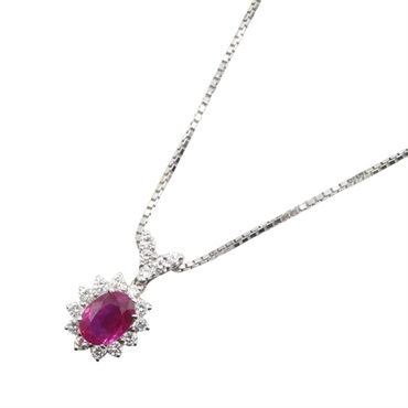 JEWELRY Ruby Diamond Necklace Pt850 Pt900 Platinum Red Used women