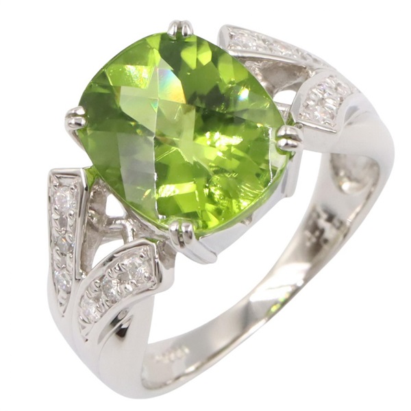 JEWELRY Peridot diamond Ring Pt900 Platinum Green Used Women US Size 6