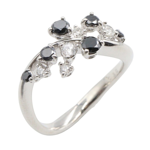 JEWELRY Black Diamond Ring 18KWG White Gold Used women US size 5.75