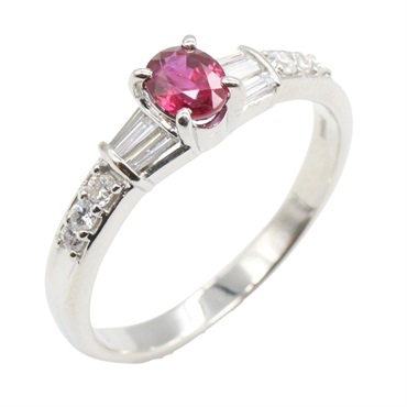 JEWELRY Ruby Diamond Ring Pt900 Platinum Red Used Women US Size 7.5