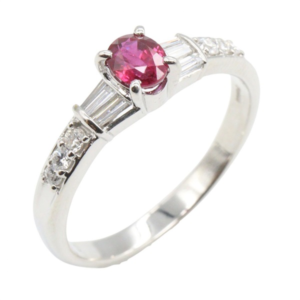 JEWELRY Ruby Diamond Ring Pt900 Platinum Red Used Women US Size 7.5
