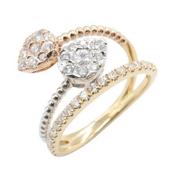 JEWELRY Diamond ring #5.75 US size 18YG yellow gold Pt900 Used