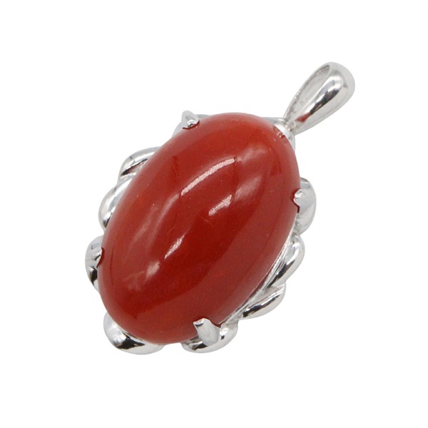 JEWELRY Color stone Pendant top 18KWG White Gold Bordeaux Used Women