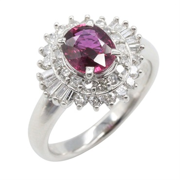 JEWELRY Ruby Diamond Ring Pt900 Platinum Red Used Women US Size 5.25