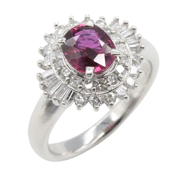 JEWELRY Ruby Diamond Ring Pt900 Platinum Red Used Women US Size 5.25