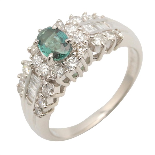 JEWELRY Alexandrite Diamond Ring Pt900 Platinum alexandrite Green Used US Size 6