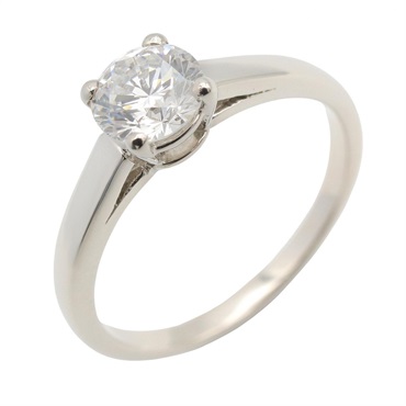 BVLGARI Griffe Solitaire Diamond Ring Pt950 Platinum Used women US size 4.5 #48