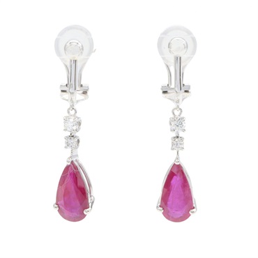 JEWELRY Ruby Diamond Earrings Pt900 Platinum Red Clear Used women