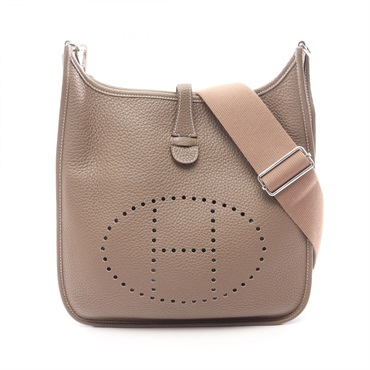 HERMES Evelyne 3 PM Shoulder Bag B 056277CK Taurillon Clemence Etoupe SHW