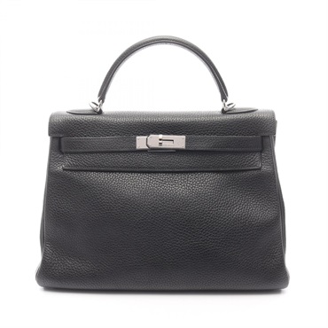 HERMES Kelly 32 Shoulder Handbag Togo leather Black SHW Used Women H