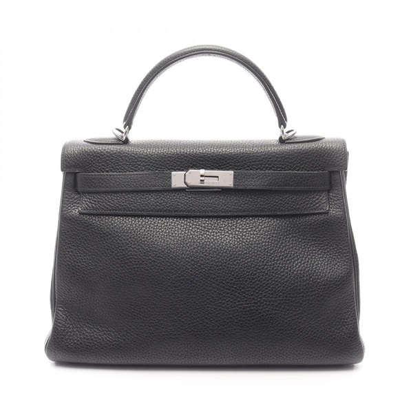 HERMES Kelly 32 Shoulder Handbag Togo leather Black SHW Used Women H