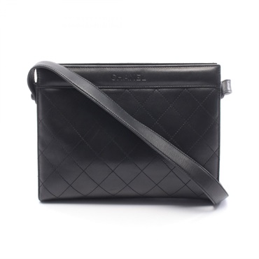 CHANEL Matelasse Shoulder Bag leather Black Used Women GHW
