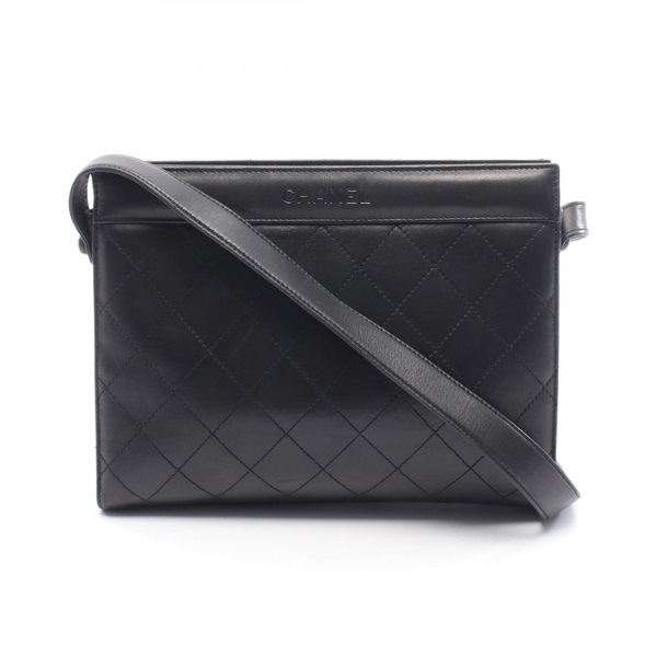 CHANEL Matelasse Shoulder Bag leather Black Used Women GHW