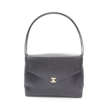 CHANEL Shoulder Bag Grained Calfskin leather Black Used Women GHW